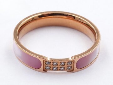 Anillo Rose Gold cerámica rosa y pedrería