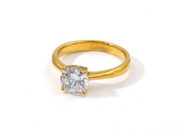 Anillo solitario dorado circonia 8mm