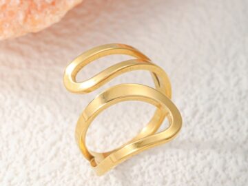 Anillo dorado siluetas gota