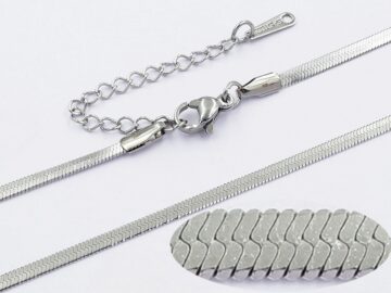Cadena plateada 40cm. Eslabón plano 2.5mm