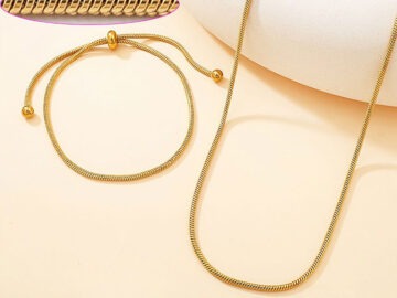 Set dorado Collar y pulsera ajustable