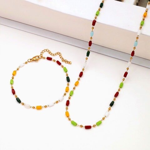 Set dorado Collar y Pulsera tonos ocre