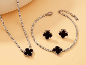 Set plateado 3 Piezas Vcleaf pedrería