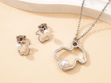 Set plateado Oso "T:us" perlita