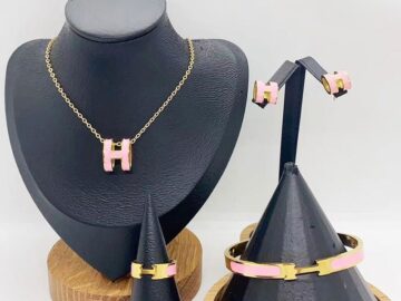 Set dorado y rosa diseño H+ErMés