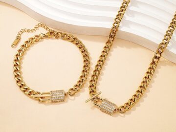Cadena 48cm grosor 6mm, Pulsera 19cm Candado