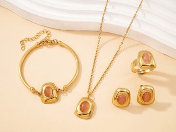 Set 4 piezas piedra palo rosa anillo #7