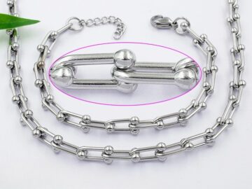 Set plateado Cadena y Pulsera eslabón T.Ffany