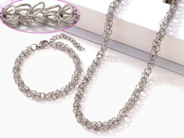 Set plateado collar y pulsera eslabón nido