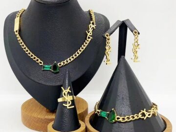 Set dorado piedra verde Diseño SYL