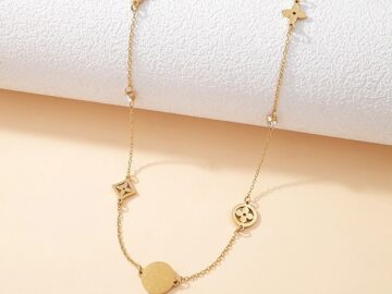 Set dorado collar 43cm y pulsera charms LV