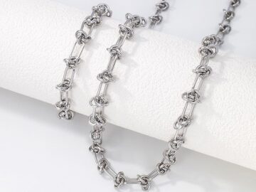 Set plateado collar 55cm y pulsera nudido