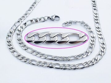 Set plateado Cadena 60cm Pulsera 22cm*6mm