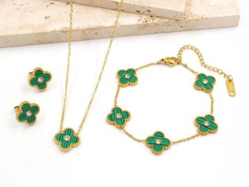 Set Collar, pulsera y aretes Alhambra verde