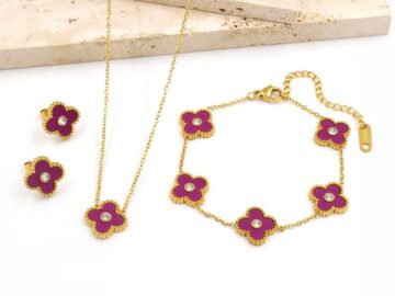 Set Collar, pulsera y aretes Alhambra morada