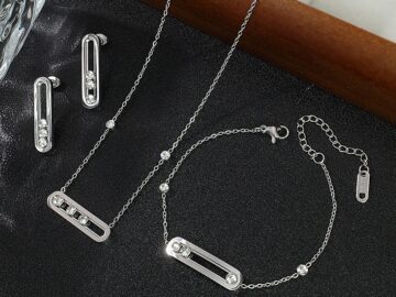 Set plateado 3 piezas "Diseño Mssika"