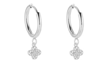 Set plateado Aretes y Collar Mini Charm Alhambra pedrería