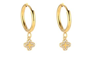 Set dorado Argollas y Collar mini Charm Alhambra