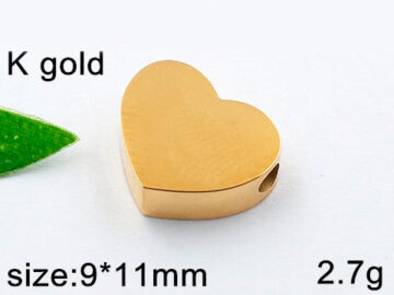 Dije Corazón transversal dorado plano 0.9cm