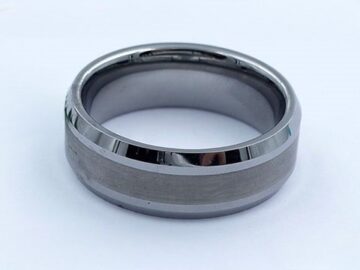 Argolla gris de tungsteno 8mm acabado mate