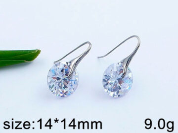 Aretes plateados circonia 1.4cm
