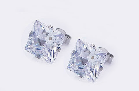Aretes circonia cuadrada pequeña 5mm