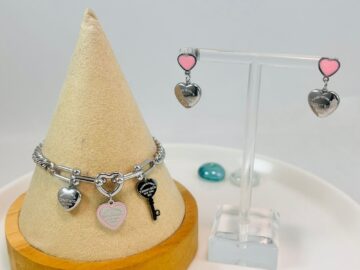 Set plateado pulsera y aretes "Tffany"