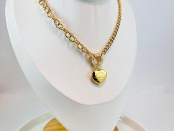 Collar dorado cadena 6mm corazón "TiFanY"