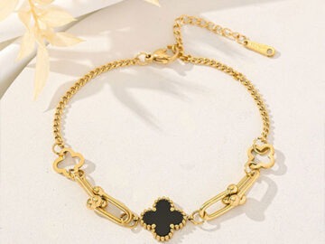 Pulsera dorada Alhambra negra