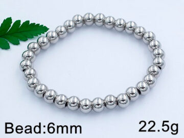 Pulsera elástica bolitas plateadas 6mm