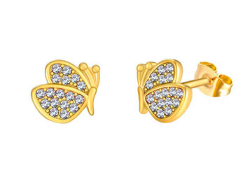 Aretes dorados mariposita c/pedrería
