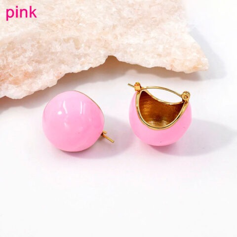 Argollas canastita esmaltada rosa 2cm