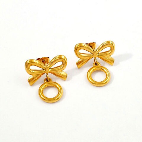 Aretes dorados moñita y aro