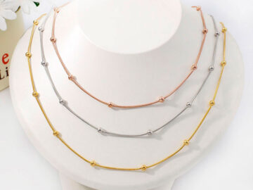 Collar 3 cadenas con bolitas 3 tonos