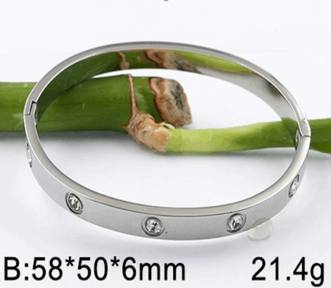 Brazalete plateado 6mm pedrería "CaRtiEr"