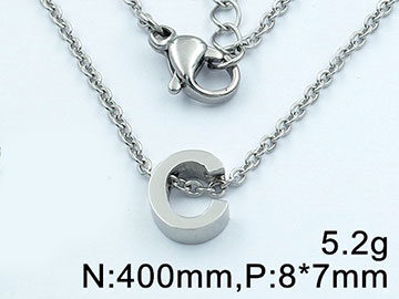 Cadena plateada 40cm dije Letra C 0.8mm